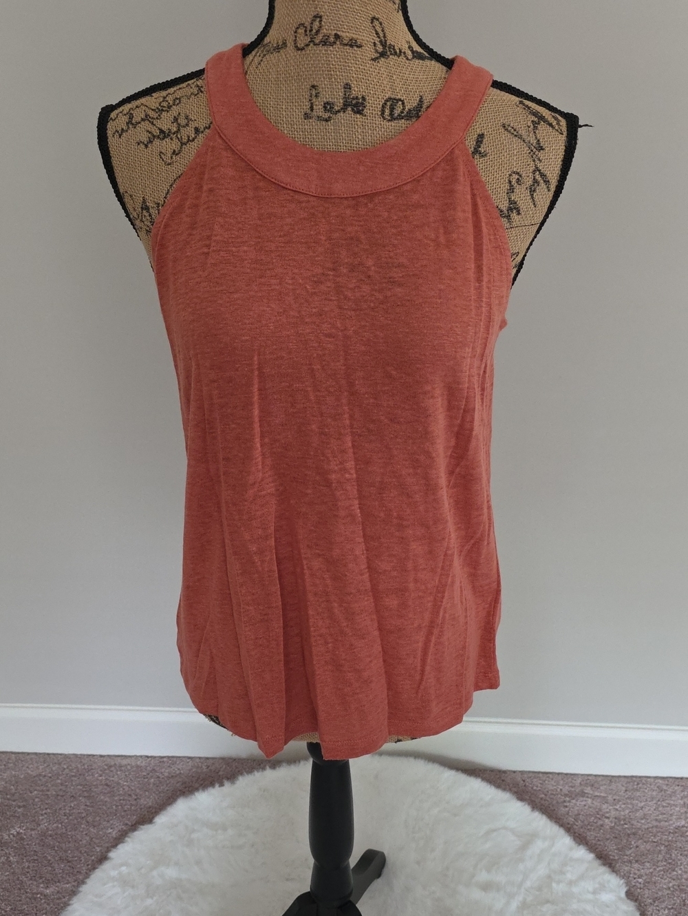 Women's Sleeveless Ribbed Tank Top - Rust